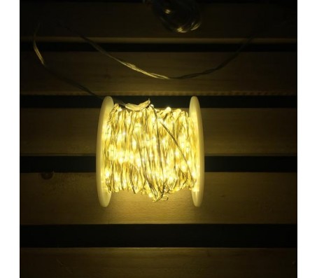 Catena 400 micro led bianco caldo filo rame argento 20 mt